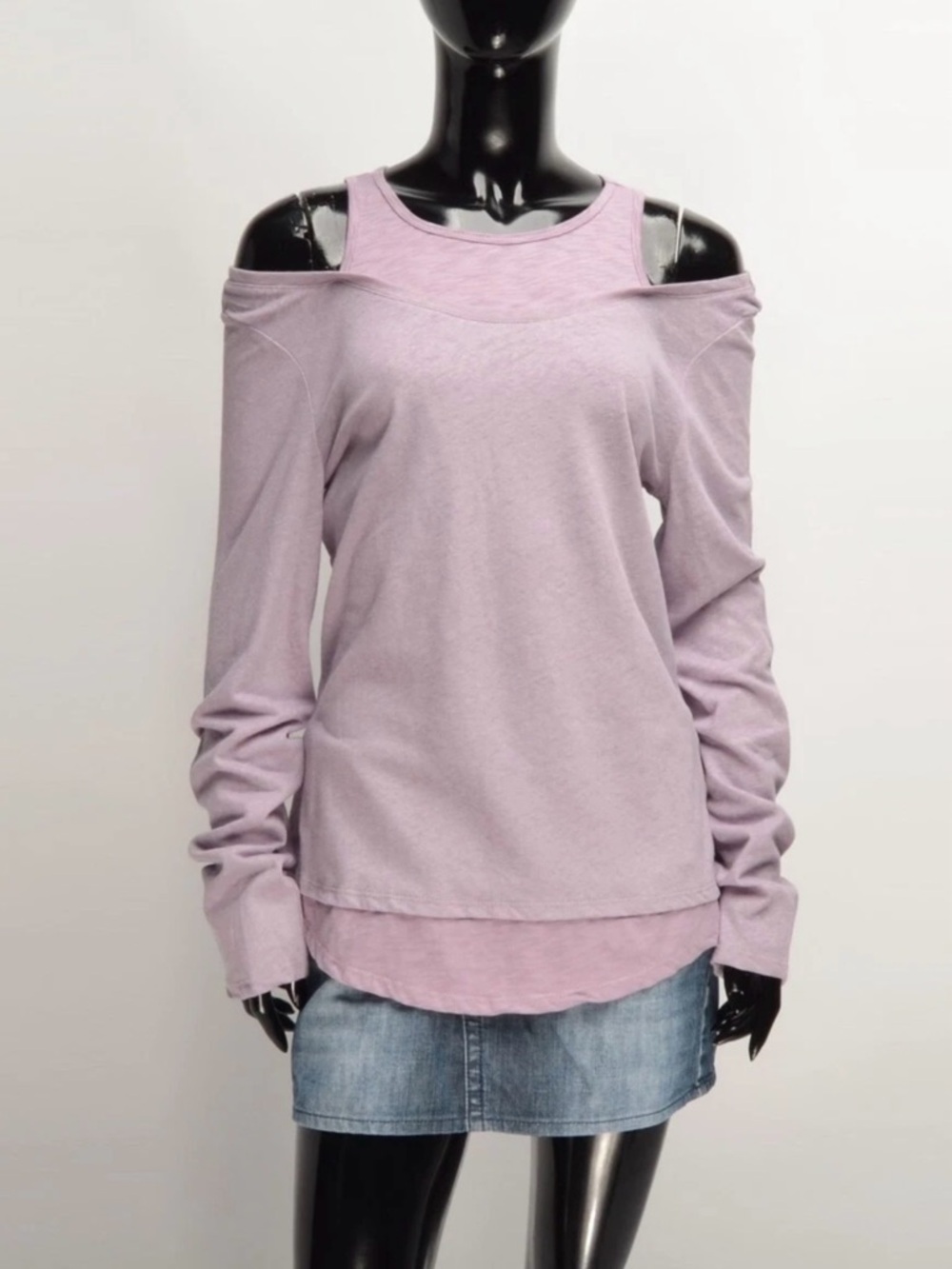 Anthropologie Women's Purple Long Sleeve Off Shoulders Top Size M